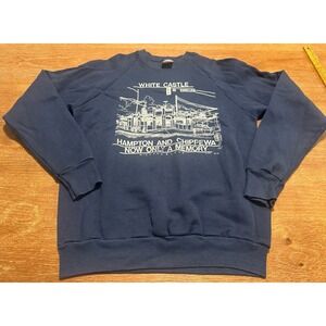 Vintage 80's White Castle Crewneck Sweater Historic Location Promo Size Large